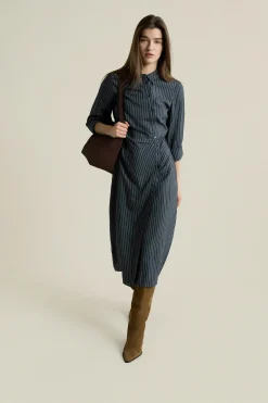 Robe longue à rayures effet cache-coeur