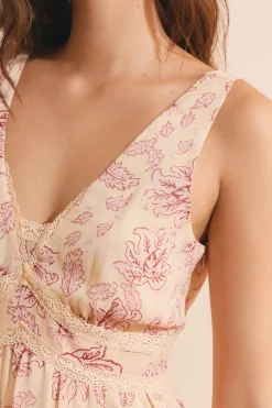 Robe midi col V à motifs