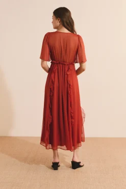 Robe midi à volants