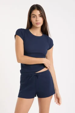 Short de pyjama avec coton côtelé