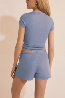 Short de pyjama avec coton côtelé