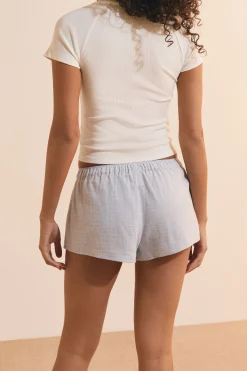 Short de pyjama à carreaux en coton