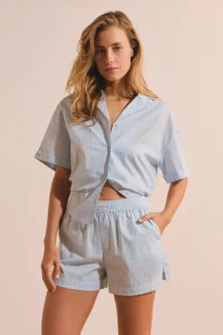 Short de pyjama en coton à rayures