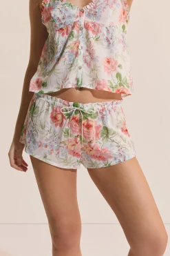 Short de pyjama à motif fleuri
