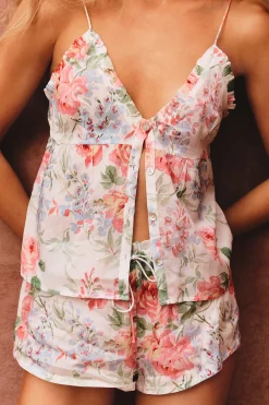 Short de pyjama à motif fleuri