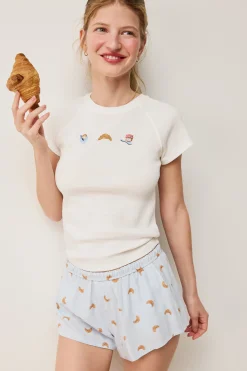 Short de pyjama à motifs croissants