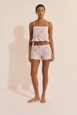 Short de pyjama à motifs fleuris