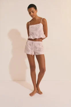 Short de pyjama à motifs fleuris