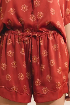 Short de pyjama à motifs fleurs satiné