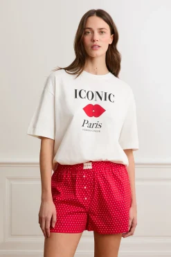 Short de pyjama à pois avec coton