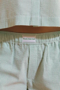 Short de pyjama à rayures avec coton gaufré