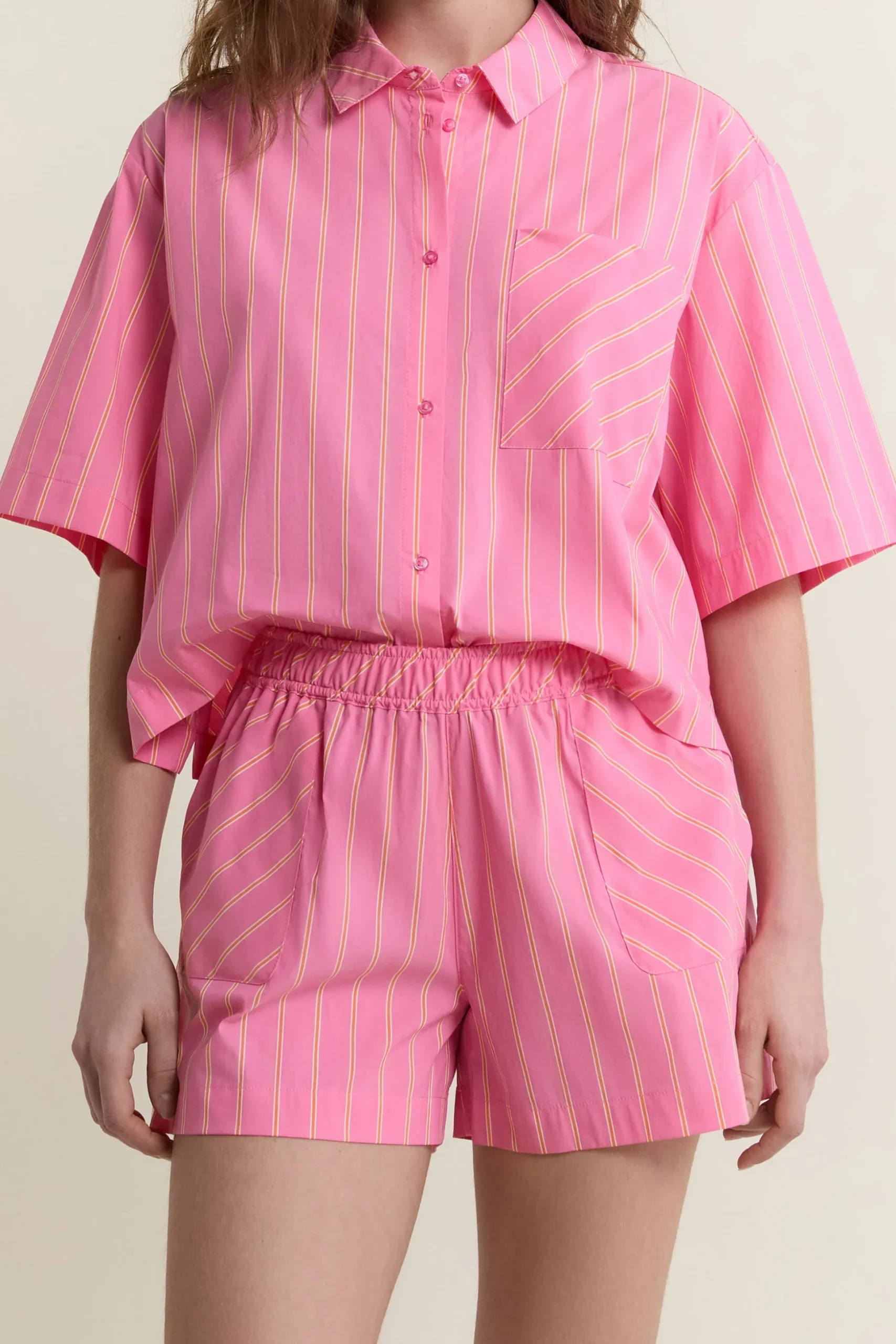 Short de pyjama à rayures avec coton