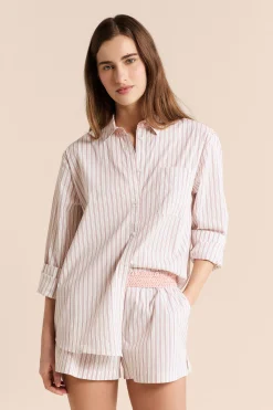 Short de pyjama à rayures avec coton