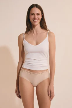 Shorty en microfibre détails dentelle