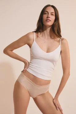 Shorty en microfibre détails dentelle