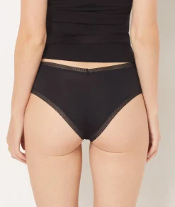 Shorty V-shape en microfibre et dentelle