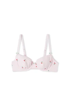 Soutien-gorge balconnet en coton pointelle à motifs