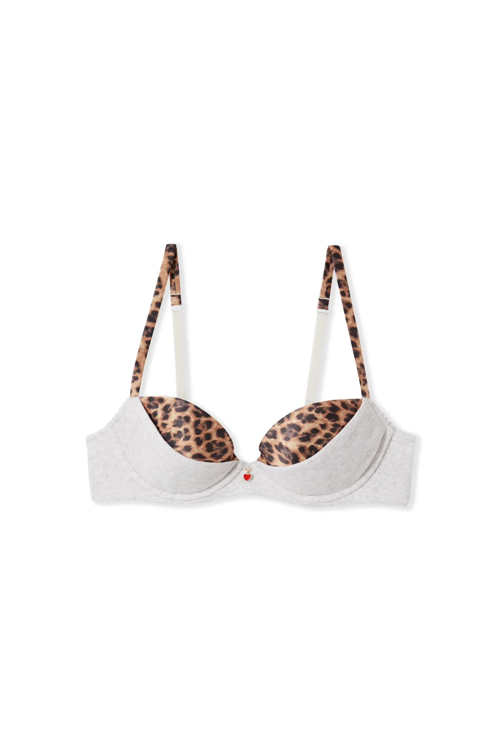 Soutien-gorge coques fines satiné en coton côtelé avec charm