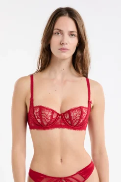 Soutien-gorge corbeille en satin et dentelle eyelash