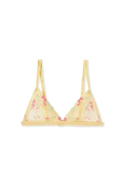 Soutien-gorge triangle avec motifs fruits brodés