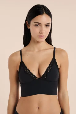 Soutien-gorge triangle en microfibre et dentelle