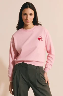 Sweat en coton avec motif coeur