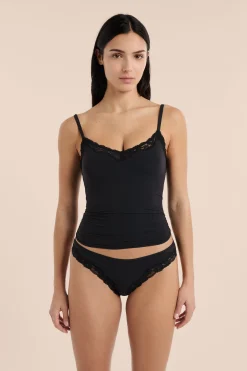 Tanga en microfibre et dentelle