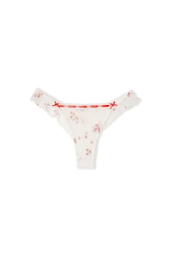 Tanga en tulle à motifs