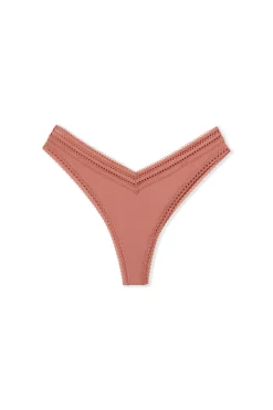 Tanga V-shape en microfibre et dentelle