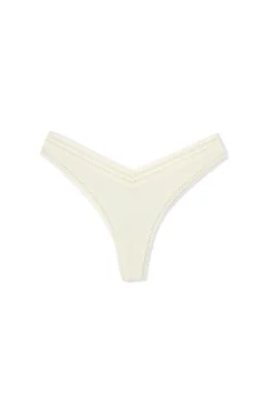 Tanga V-shape en microfibre et dentelle