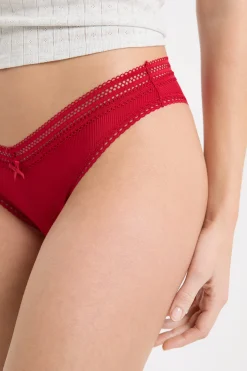 Tanga V-shape en microfibre et dentelle