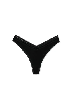 Tanga V-shape en microfibre et dentelle