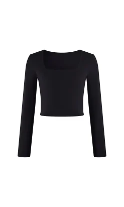 Top à encolure carrée en microfibre