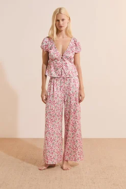 Top manches courtes à motifs satiné