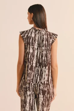 Top à manches volantées à motifs