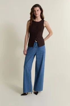 Top sans manches avec boutons
