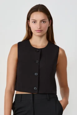 Top sans manches court avec boutons