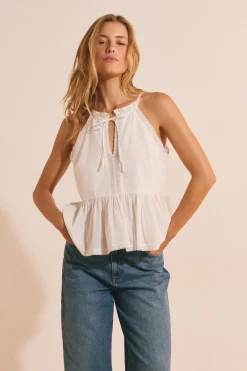 Top voile de coton et dentelle