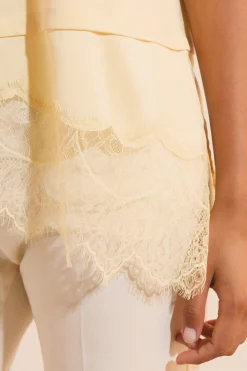 T-shirt asymétrique avec dentelle en coton