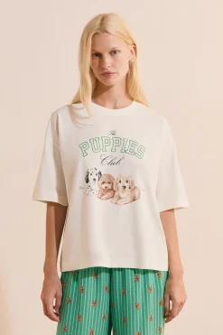 T-shirt avec motifs chiens en coton