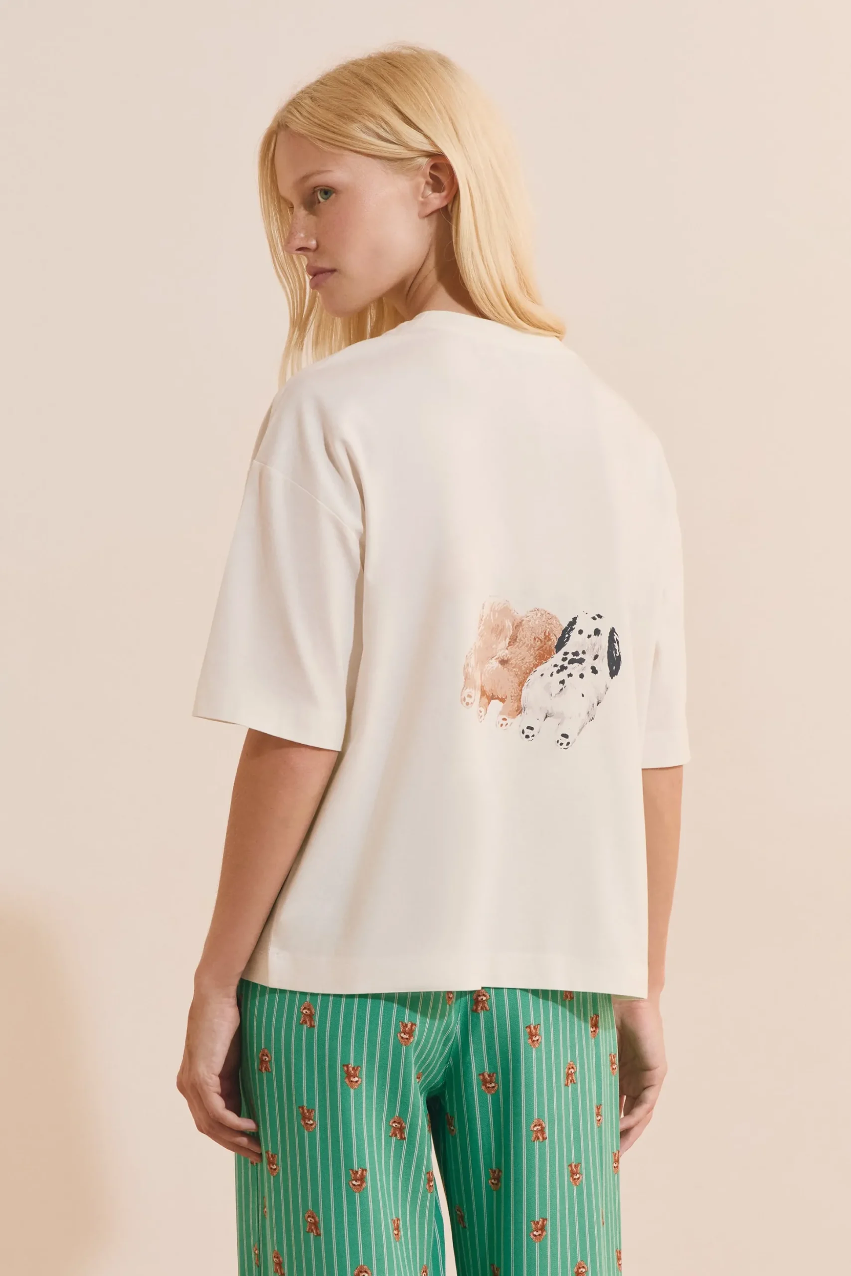 T-shirt avec motifs chiens en coton