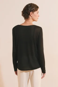T-shirt col bateau manches longues