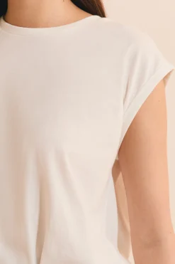 T-shirt col rond avec coton