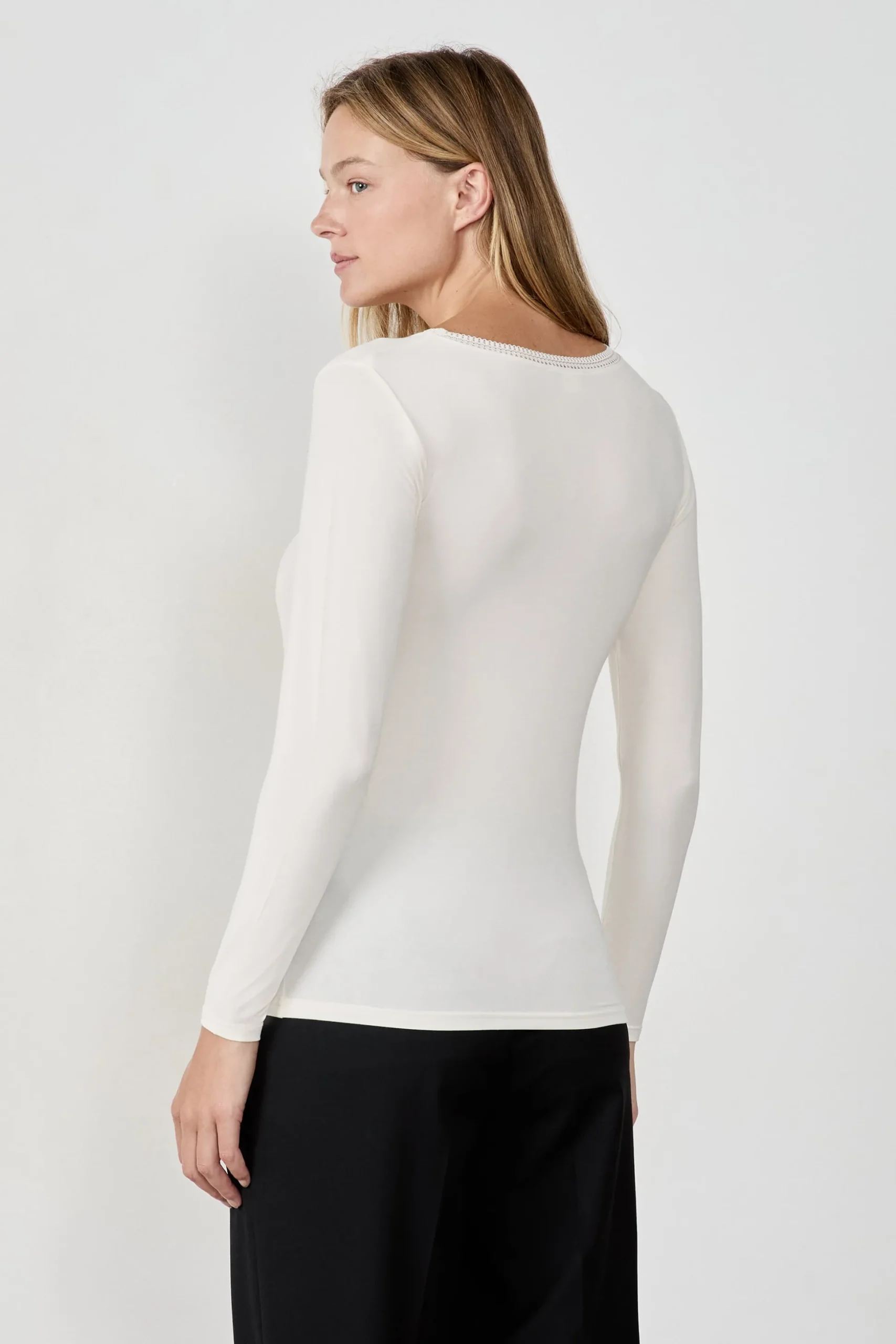 T-shirt col V maille thermique