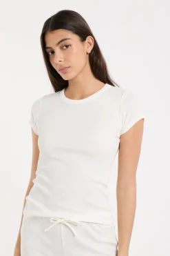T-shirt de pyjama col rond avec coton côtelé