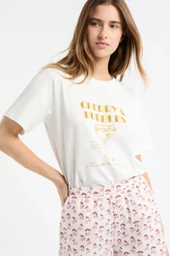 T-shirt de pyjama en coton avec illustration “mocktail”