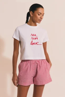 T-shirt de pyjama en coton à inscription 