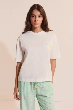 T-shirt de pyjama en coton à motif citron