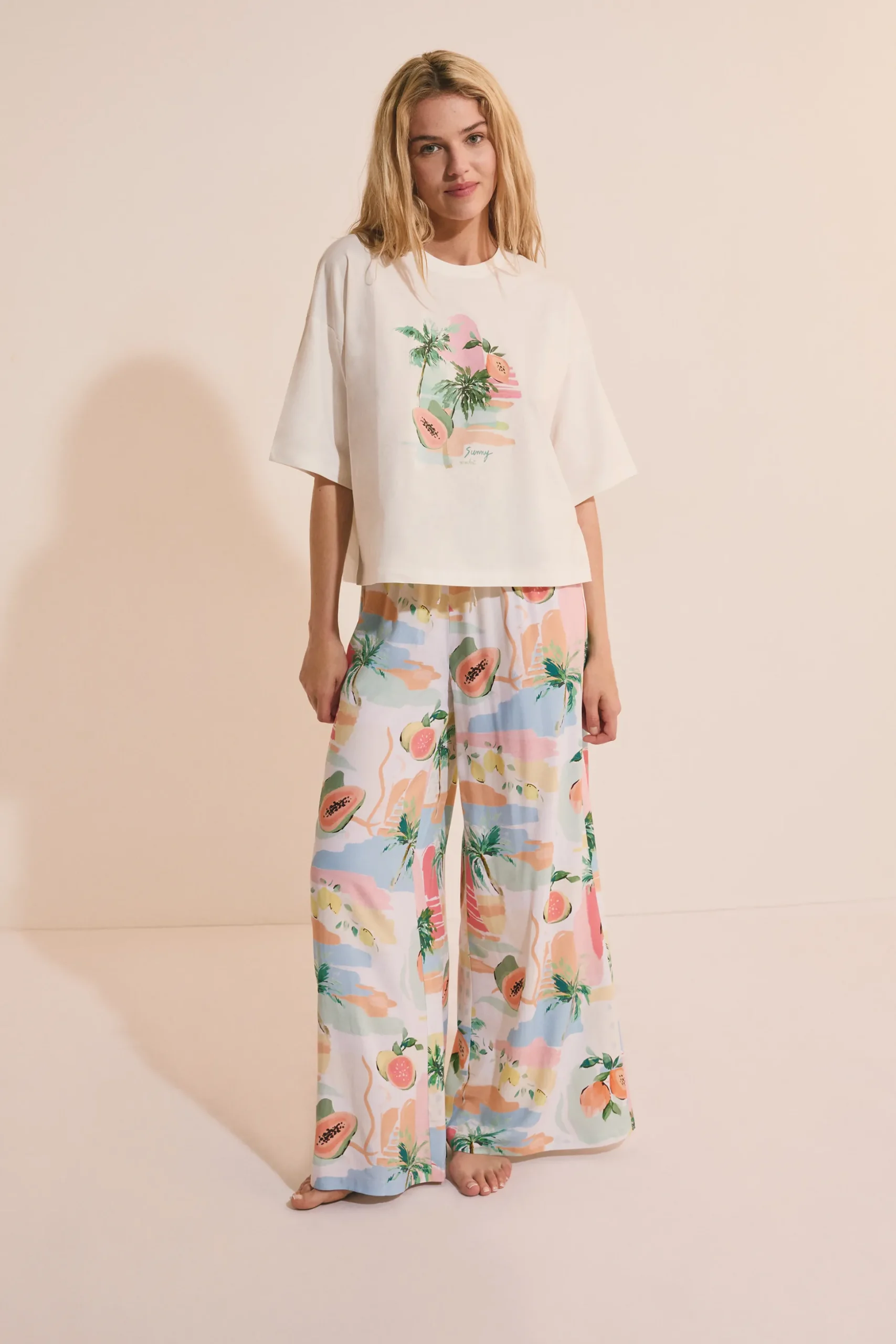 T-shirt de pyjama à imprimé en coton