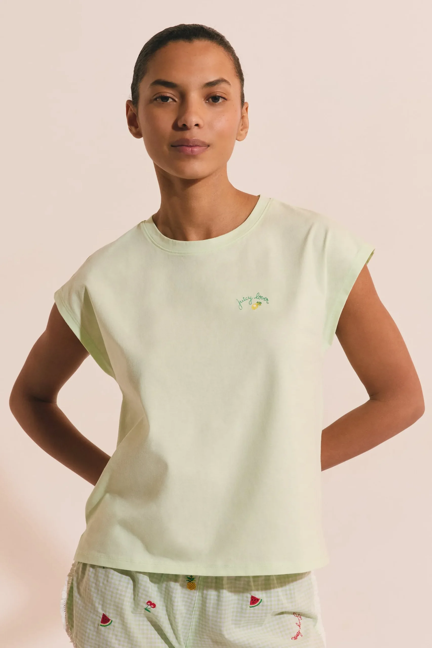 T-shirt de pyjama à inscription "juicy lover" en coton